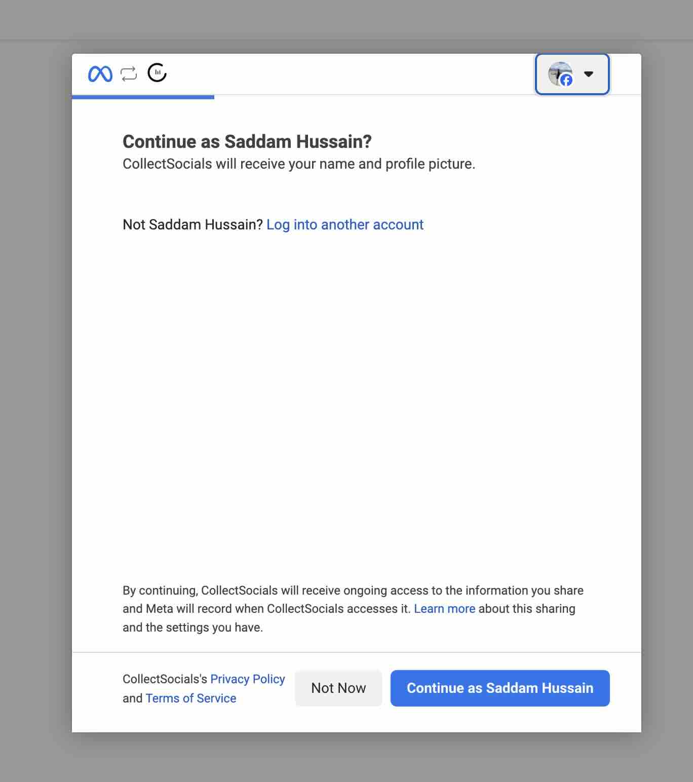 Prompt to sign in to the Facebook account that manages the Page before connecting