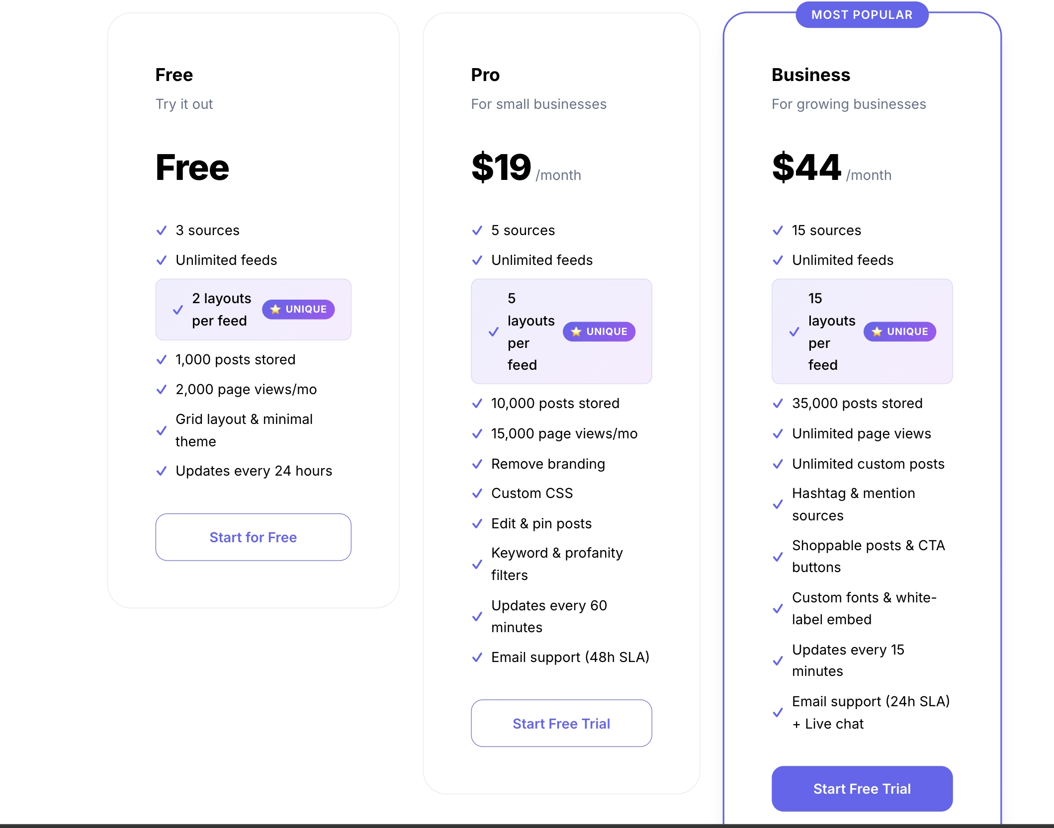 CollectSocials pricing page showing all plans